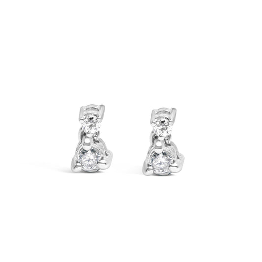 14K White Gold 1/4 Cttw Double Diamond Drop and Dangle Stud Earrings (H-I Color, SI1-SI2 Clarity) - Bijoux-NYC Direct