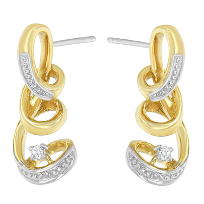 Espira 10K Two Tone Gold Round cut Diamond Earring (0.05 cttw, J-K Color, I2-I3 Clarity) - Bijoux-NYC Direct