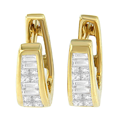 14k Yellow Gold 1/2ct TDW Princess and Baguette Diamond Earrings (I-J,VS1-VS2) - Bijoux-NYC Direct