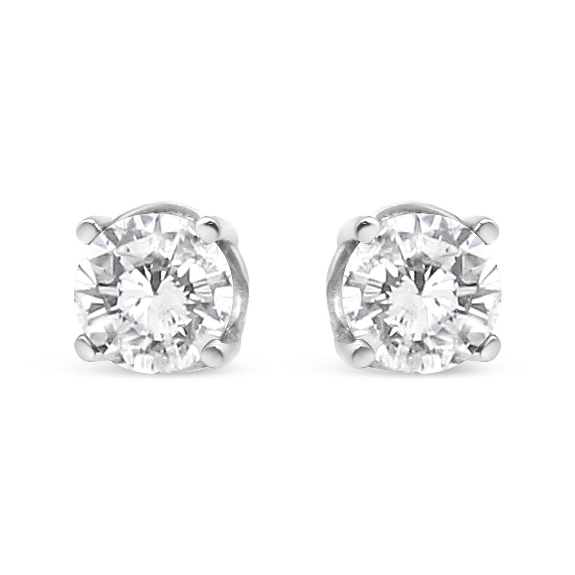 14K White Gold 3/4 Cttw Lab Grown Diamond 4-Prong Classic Stud Earrings (F-G Color, VS2-SI1 Clarity) - Bijoux-NYC Direct
