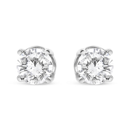 14K White Gold 3/4 Cttw Lab Grown Diamond 4-Prong Classic Stud Earrings (F-G Color, VS2-SI1 Clarity) - Bijoux-NYC Direct