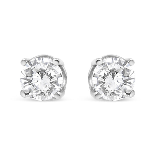 14K White Gold 3/4 Cttw Lab Grown Diamond 4-Prong Classic Stud Earrings (F-G Color, VS2-SI1 Clarity) - Bijoux-NYC Direct