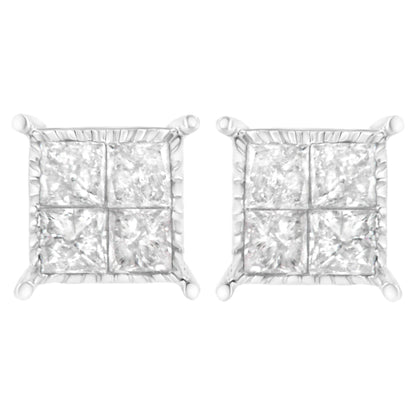 Sterling Silver 3/4 cttw Composite Diamond Stud Earrings (I-J, I2-I3) - Bijoux-NYC Direct