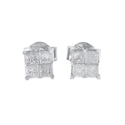 10k White Gold Diamond Stud Earrings (0.60 cttw, I-J Color, I2-I3 Clarity) - Bijoux-NYC Direct
