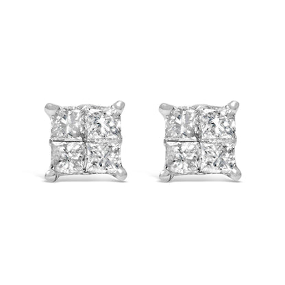 10K White Gold Diamond Stud Earrings (3/4 cttw, H-I Color, SI2-I1 Clarity) - Bijoux-NYC Direct