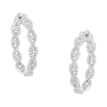 10K White Gold Diamond Hoop Earrings (1 1/2 cttw, H-I Color, I1-I2 Clarity) - Bijoux-NYC Direct