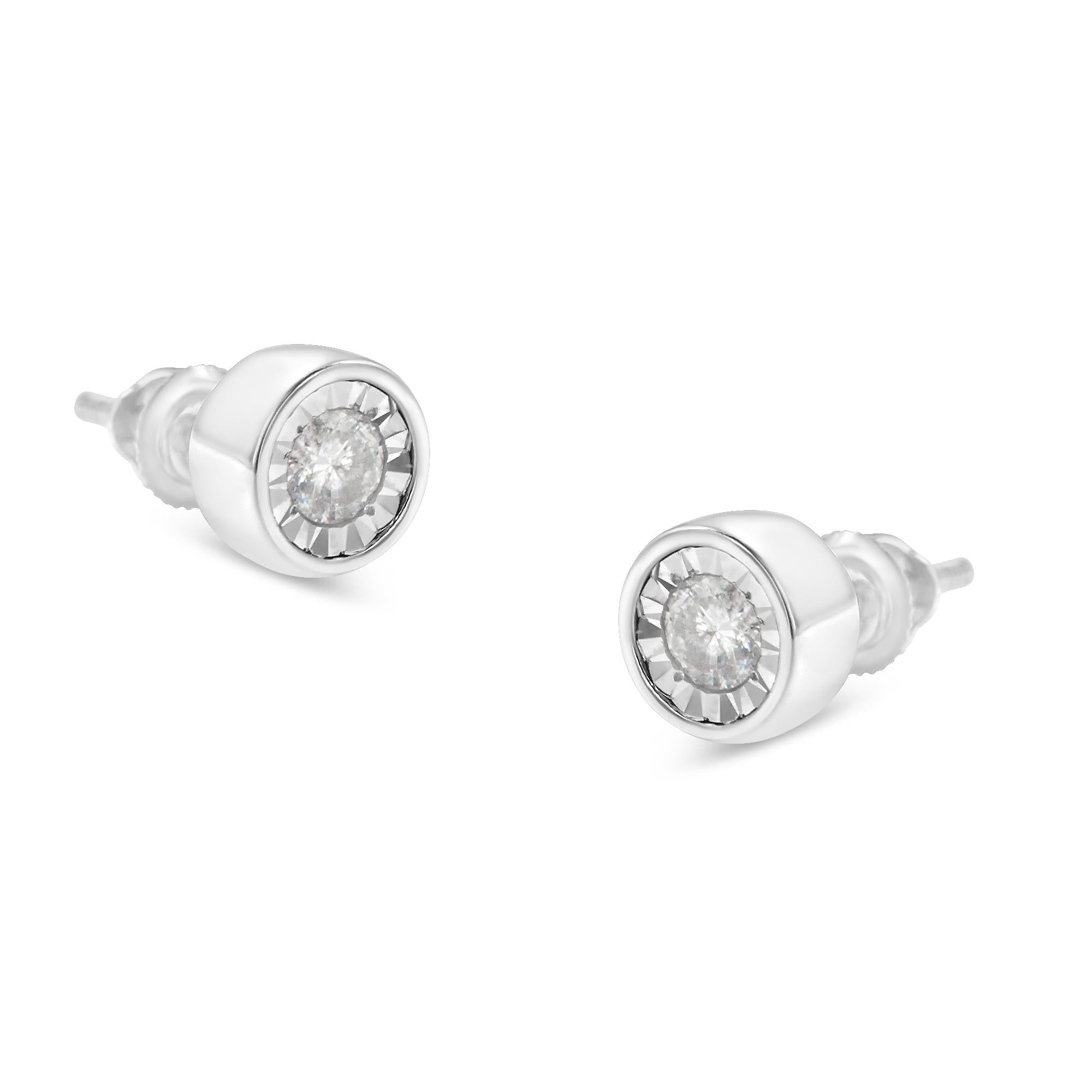 10K White Gold Diamond Floral Stud Earrings (3/8 cttw, I-J Color, I2-I3 Clarity) - Bijoux-NYC Direct