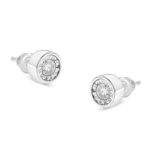 10K White Gold Diamond Floral Stud Earrings (3/8 cttw, I-J Color, I2-I3 Clarity) - Bijoux-NYC Direct