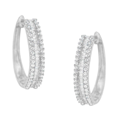 10K White Gold Diamond Hoop Earrings (3/4 cttw, I-J Color, I2-I3 Clarity) - Bijoux-NYC Direct