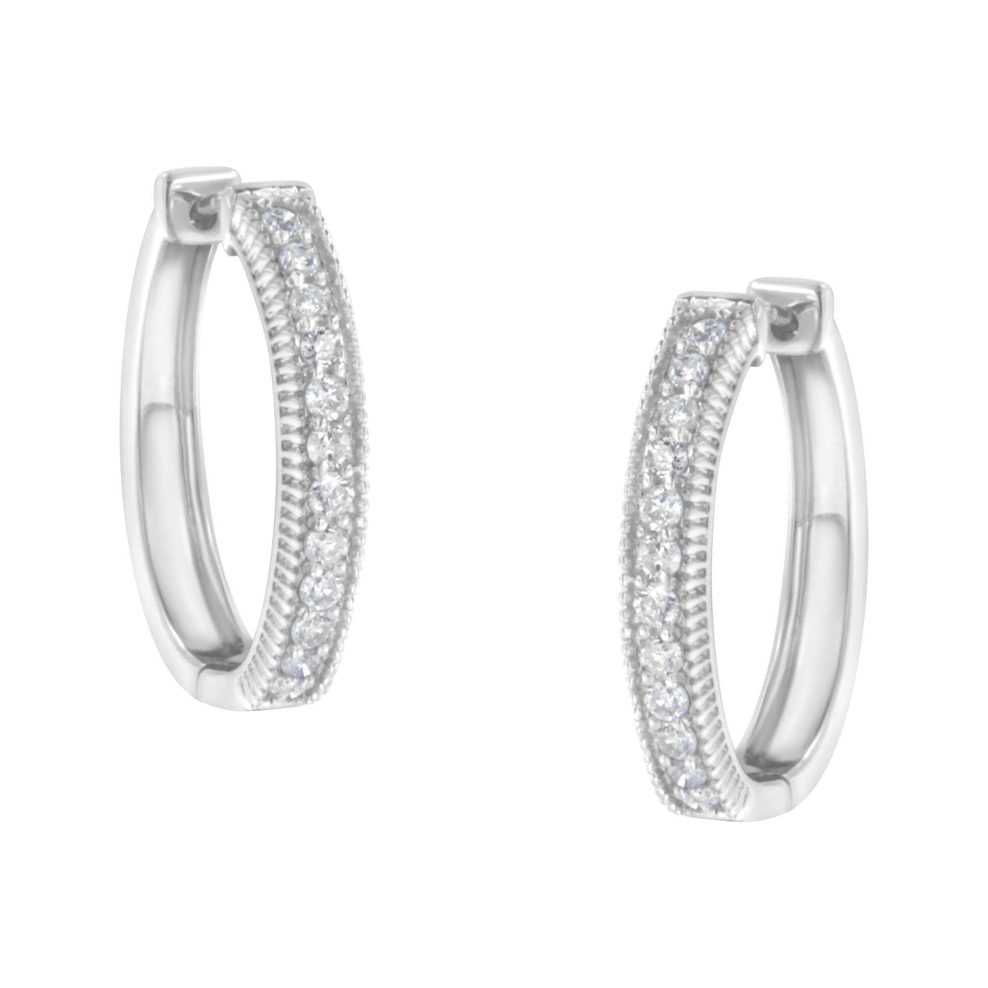 10KT White Gold Diamond Hoop Earring (1.00 cttw, H-I Color, I1-I2 Clarity) - Bijoux-NYC Direct