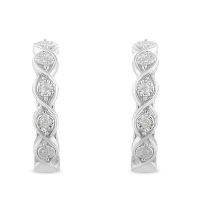 .925 Sterling Silver 1/10 Cttw Miracle-Set Diamond Infinity Swirl Hoop Earrings (I-J Color, I3 Clarity) - Bijoux-NYC Direct