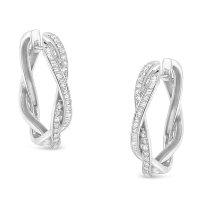 Sterling-Silver Diamond Hoop Earring (0.75 cttw, I-J Color, I2-I3 Clarity) - Bijoux-NYC Direct