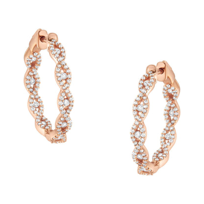 10K Rose Gold Diamond Hoop Earring (1 cttw, H-I Color, I1-I2 Clarity) - Bijoux-NYC Direct