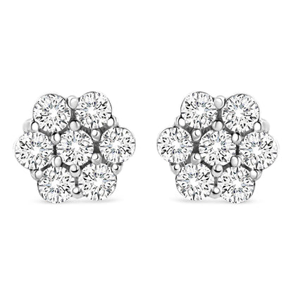 14K White Gold 1/2 cttw Round-Cut Diamond Floral Stud Earrings (I-J Color, SI2-I1 Clarity) - Bijoux-NYC Direct