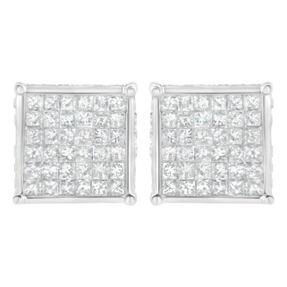 10K White Gold 2ct TDW Princess-Cut Composite Diamond Stud Earring (I-J ,I2-I3) - Bijoux-NYC Direct