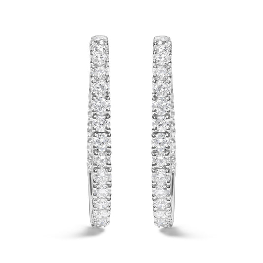 14K White Gold 5.00 Cttw Lab Grown Diamond Inside Out Hoop Earrings (F-G Color, VS1-VS2 Clarity) - Bijoux-NYC Direct