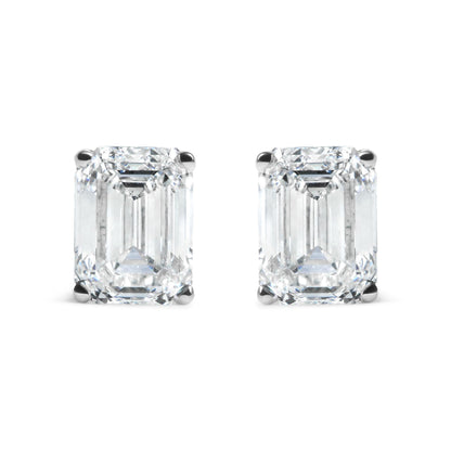 14K White Gold 2.0 Cttw Emerald Cut Lab Grown Diamond Solitaire Stud Earrings (G-H Color, VS1-VS2 Clarity) - Bijoux-NYC Direct