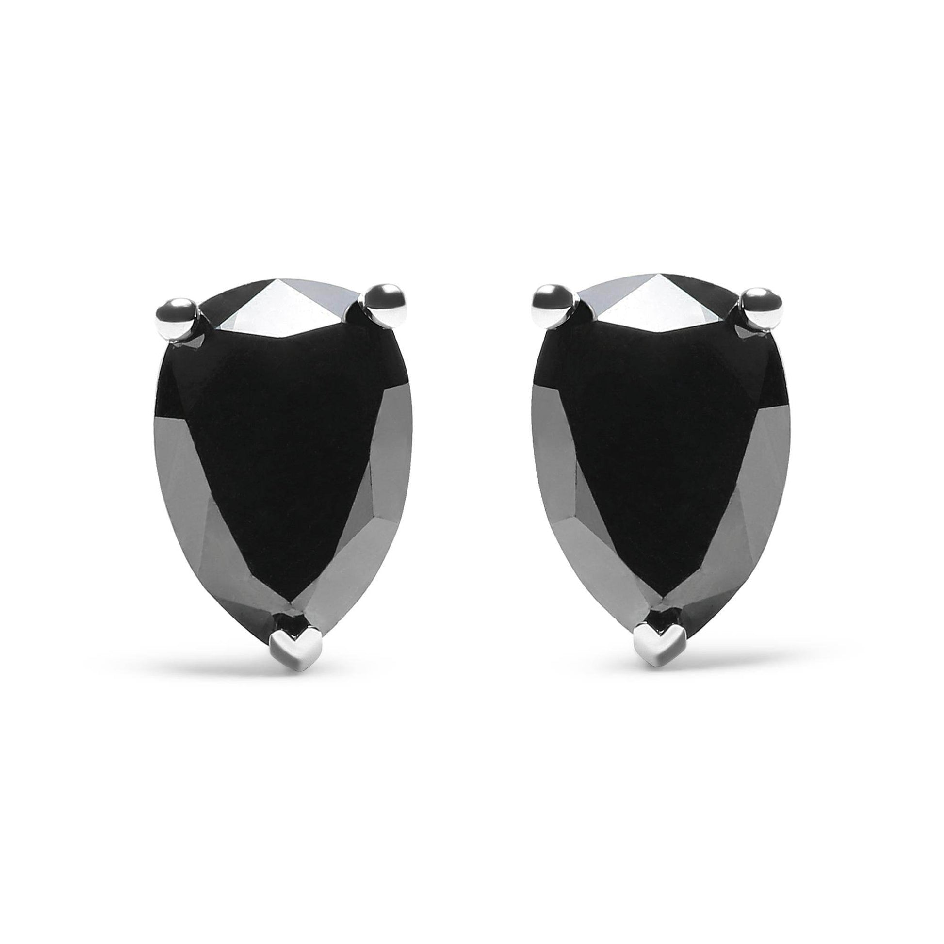 14K White Gold 2.00 Cttw Pear Cut Black Diamond Stud Earrings - Bijoux-NYC Direct