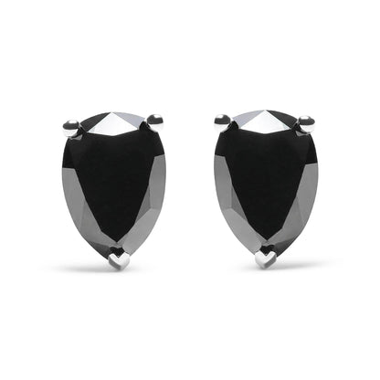14K White Gold 2.00 Cttw Pear Cut Black Diamond Stud Earrings - Bijoux-NYC Direct
