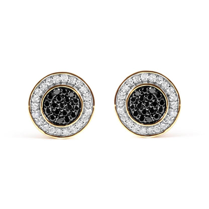14K Yellow Gold Plated .925 Sterling Silver 1/3 Cttw White and Black Treated Diamond Earring (Black / I-J Color, I2-I3 Clarity) - Bijoux-NYC Direct