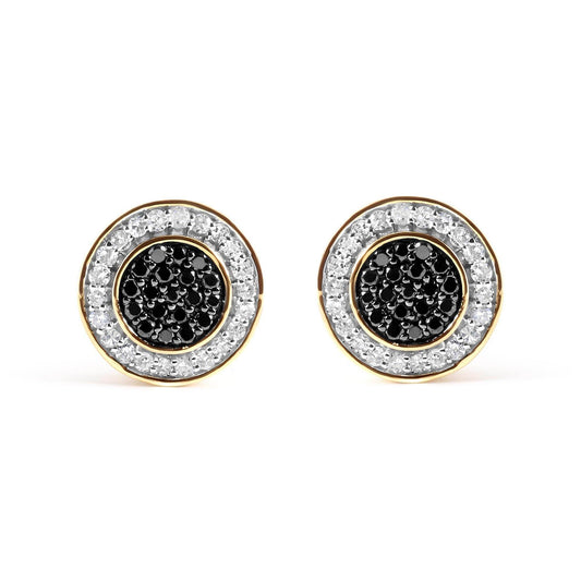 14K Yellow Gold Plated .925 Sterling Silver 1/3 Cttw White and Black Treated Diamond Earring (Black / I-J Color, I2-I3 Clarity) - Bijoux-NYC Direct