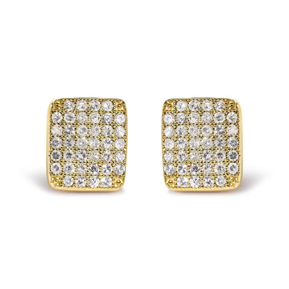 14K Yellow Gold 1/2 Cttw Diamond Square Shaped Composite Cluster Stud Earrings (I-J Color, I1-I2 Clarity) - Bijoux-NYC Direct