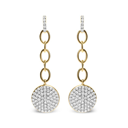 18K Yellow Gold Plated .925 Sterling Silver 1.0 Cttw Diamond Composite Cluster Dangle Chain Earrings (I-J Color, I1-I2 Clarity) - Bijoux-NYC Direct