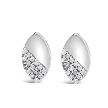 925 Sterling Silver 1/6 Cttw Diamond and Mirror Polish Pear Shape Stud Earrings (I-J Color, I2-I3 Clarity) - Bijoux-NYC Direct