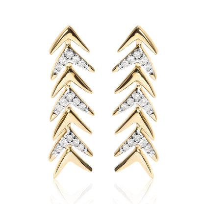 18K Yellow Gold Plated .925 Sterling Silver 1/5 Cttw Diamond Chevron Arrow Stud Earring (I-J Color, I2-I3 Clarity) - Bijoux-NYC Direct