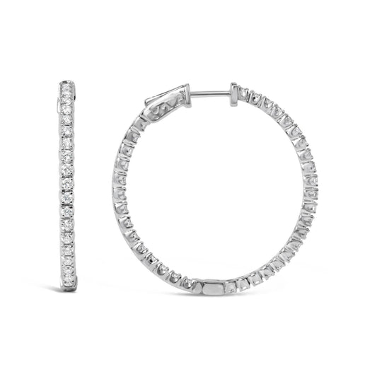 14K White Gold 1 3/4 Cttw Lab Grown Diamond Inside Out Hoop Earrings (G-H Color, VS2-SI1 Clarity) - Bijoux-NYC Direct