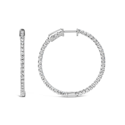 14K White Gold 1 1/2 Cttw Lab Grown Diamond Inside Out Hoop Earrings (G-H Color, VS2-SI1 Clarity) - Bijoux-NYC Direct