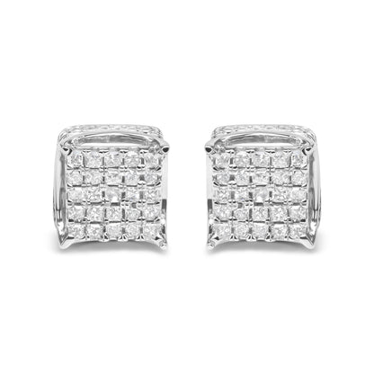 10K White Gold 1/2 Cttw Princess Cut Diamond Square Shaped Multi Stone Stud Earrings (H-I Color, SI1-SI2 Clarity) - Bijoux-NYC Direct