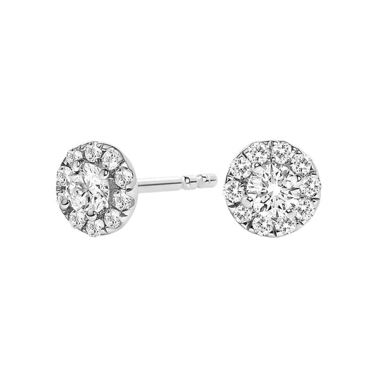 14K White Gold 1/3 Cttw Lab-Grown Diamond Halo Stud Earring (F-G Color, VS1-VS2 Clarity) - Bijoux-NYC Direct