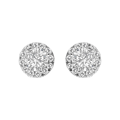 14K White Gold 1/2 Cttw Lab-Grown Diamond Halo Stud Earring (F-G Color, VS1-VS2 Clarity) - Bijoux-NYC Direct