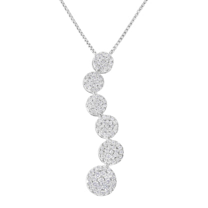 14K White Gold 1 cttw Diamond Cluster Journey Pendant Necklace (H-I, I1-I2) - Bijoux-NYC Direct