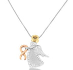 Necklace with a heart-shaped pendant featuring angel wings on a white background