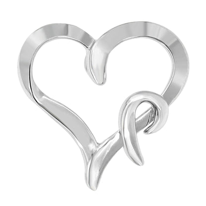 .925 Sterling Silver Heart Shaped Pendant Necklace - Bijoux-NYC Direct