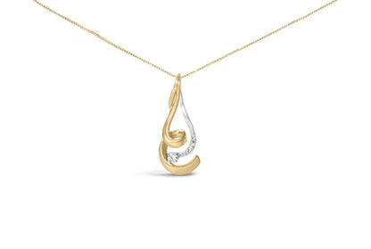 Espira 10K Two-Tone Gold 1/10 cttw Round Cut Diamond Swirl Pendant Necklace (I-J, I2-I3) - Bijoux-NYC Direct
