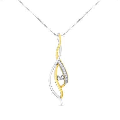 Espira 10K Two-Tone Gold Round Cut Diamond Cascade Pendant Necklace (1/10 cttw, J-K Color, I2-I3 Clarity) - Bijoux-NYC Direct