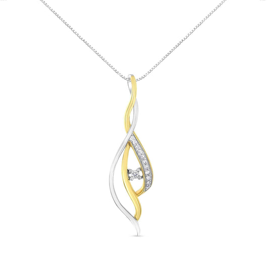 Espira 10K Two-Tone Gold Round Cut Diamond Cascade Pendant Necklace (1/10 cttw, J-K Color, I2-I3 Clarity) - Bijoux-NYC Direct