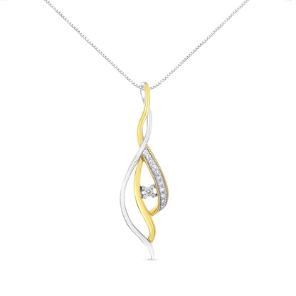 10K Yellow and White Gold Round Cut Diamond Accent Cascade 18" Pendant Necklace (J-K Color, I2-I3 Clarity) - Bijoux-NYC Direct