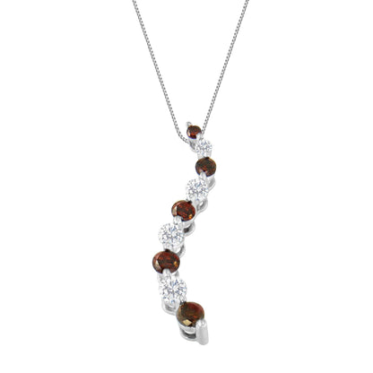 14K Yellow Gold 1 cttw Treated Red Diamond Journey Pendant Necklace (H-I, I1-I2) - Bijoux-NYC Direct