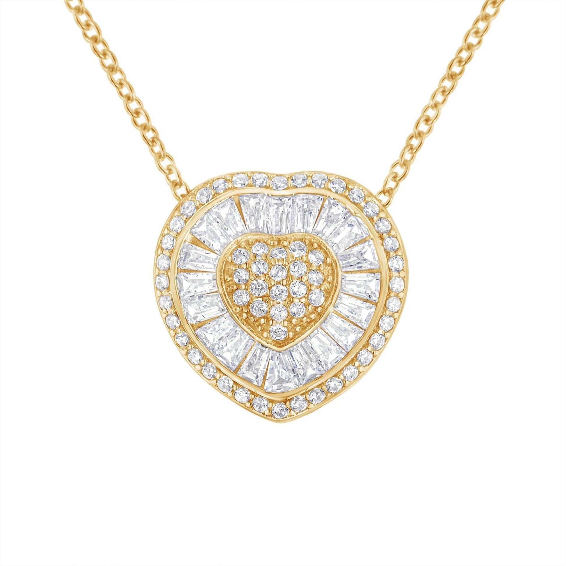 10KT Yellow Gold Diamond Heart Pendant Necklace (1/2 cttw, H-I Color, I1-I2 Clarity) - Bijoux-NYC Direct