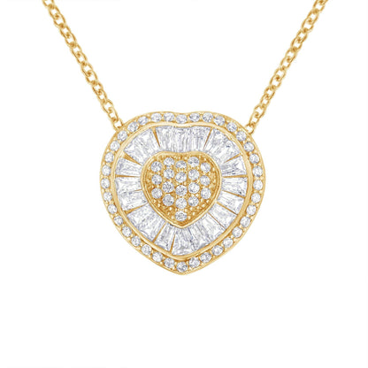 10KT Yellow Gold Diamond Heart Pendant Necklace (1/2 cttw, H-I Color, I1-I2 Clarity) - Bijoux-NYC Direct