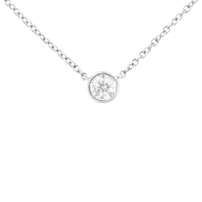 10K Gold 0.25 Carat Diamond Classic Bezel-Set Solitaire Pendant Necklace with 16"-18" Adjustable Chain (H-I Color, SI2-I1 Clarity) - Bijoux-NYC Direct