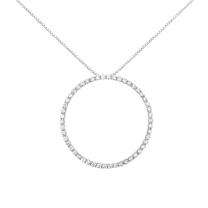 .925 Sterling Silver 4 cttw Prong Set, Round-Cut Diamond Open Circle Hoop 18" Pendant Necklace (J-K Color, I1-I2 Clarity) - Bijoux-NYC Direct