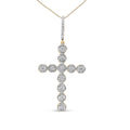 Diamond cross pendant on a white background