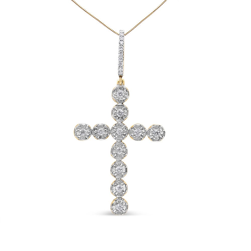 Diamond cross pendant on a white background