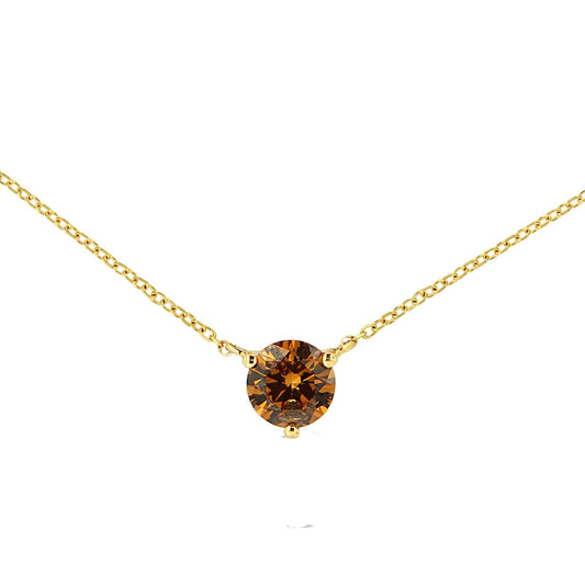 14K Yellow Gold 1/2 Cttw Martini Set Lab Grown Yellow Diamond Solitaire 18" Pendant Necklace (Yellow Color, VS2-SI1 Clarity) - Bijoux-NYC Direct