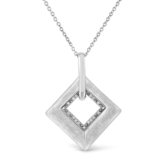 .925 Sterling Silver Pave-Set Diamond Accent Kite Shape 18" Pendant Necklace (I-J Color, I1-I2 Clarity) - Bijoux-NYC Direct